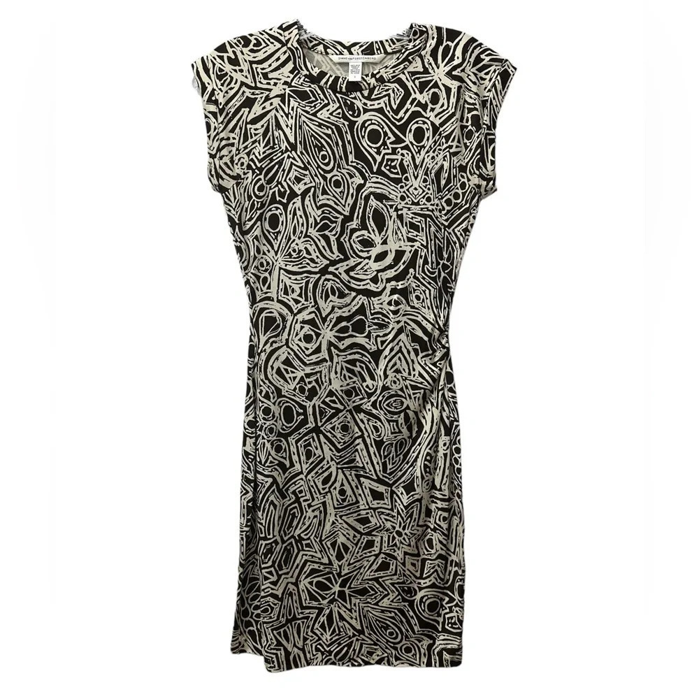 Diane Von Furstenberg Rocco Silk Sheath Dress All Over Print Brown And Cream 2